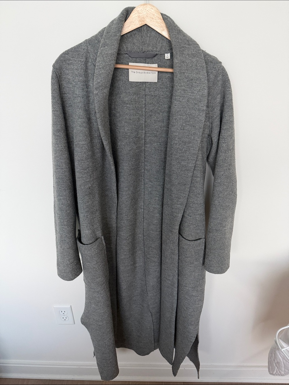 Babaton Gray Shawl Collar Long Cardigan